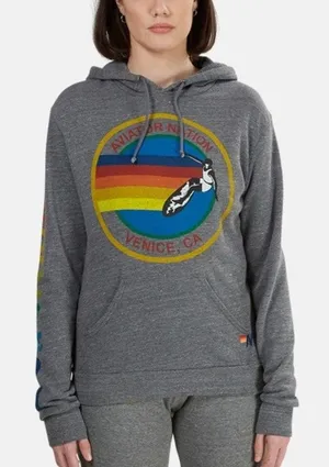 Aviator Nation Venice Graphic Hoodie Size Small Gray Laguna Beach 90s Streetwear thumbnail 1
