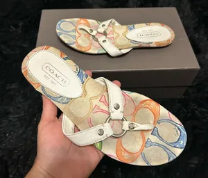 COACH white sandals flip flops shoes  thumbnail 1