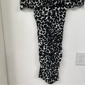 Cache Black White Spotted Ruched Draped Bodycon Mini Dress Womens 2 Vintage 90s thumbnail 10