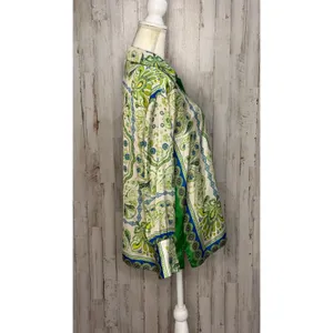Zara Women's Paisley Print Button-Up Blouse Green Blue‎ Size Small thumbnail 3