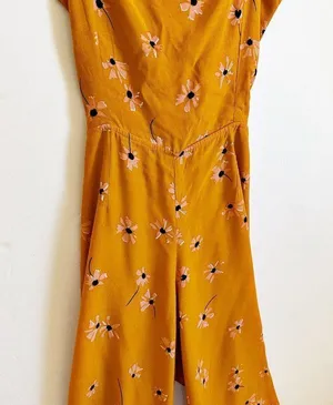 Faithfull The BranD Anthropologie Wide Leg Jumpsuit Floral Orange Size L thumbnail 4