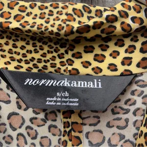 Norma Kamali animal print dress long sleeved v‎ neck ruched size small stretchy thumbnail 4