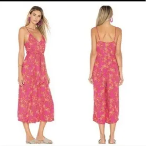 Free People Hot Tropics Jumpsuit Pink Orange Size 2 thumbnail 2