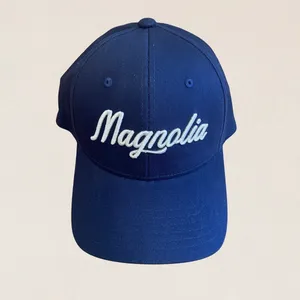 Magnolia Market Script Embroidered Navy Blue‎ Flexifit Baseball Cap Hat S/M NEW thumbnail 3