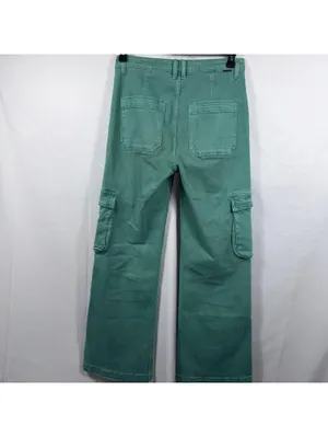 Risen Jeans Women’s Cargo Wide Leg Pants Size 9/29 Green Stretch Denim thumbnail 7