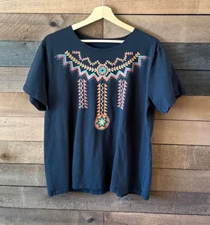 Vintage 90s Southwestern Geometric Graphic T Shirt Black Tribal Desert Print thumbnail 1