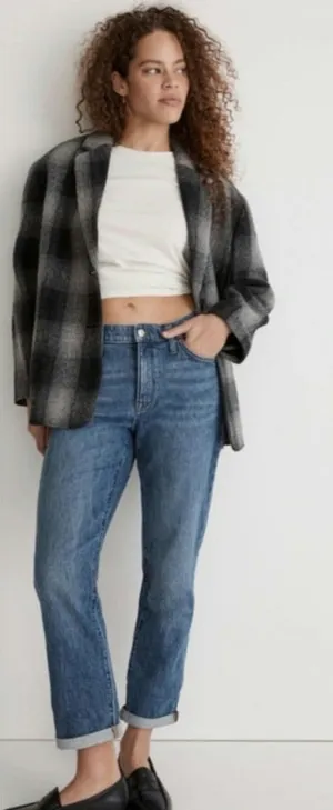 NWT Madewell Oversized Dorset Blazer Jacket Buffalo Check Plaid Boiled Wool XL thumbnail 1