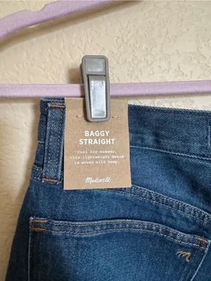Madewell Baggy Straight‎ Jeans Sz 25 Worn Indigo Wash Dark Wash Hemp Blend NEW thumbnail 7