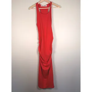 Michael Stars Red Ruched Racerback‎ Midi Bodycon Dress 9579 Womens Large thumbnail 2