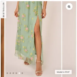 Adrianna‎ Papell Embroidered Maxi Dress Sage Multi Floral Flutter Size M NWT thumbnail 5