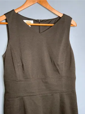Talbots Vintage Brown Cotton Blend Sleeveless Midi Sheath Dress 10 thumbnail 3