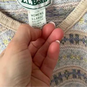 Vintage 90s L.L. Bean Pastel Fair Isle Cotton Linen Sweater knit beige striped thumbnail 5