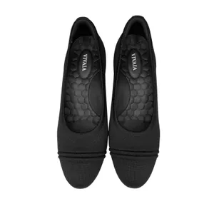 Vivaia womens Julie Arch Pro Almond Toe Block Heels Black 37.5 US 7 smart casual thumbnail 2