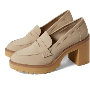 DV By Dolce Vita Jayjay Faux Leather Block Heel Lug Loafers, Dune - Size 9.5 thumbnail 1