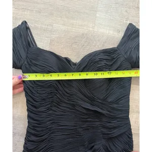 Tony Bowls‎ Evenings Black 100% Silk Ruched Formal Gown - Size 14 thumbnail 7
