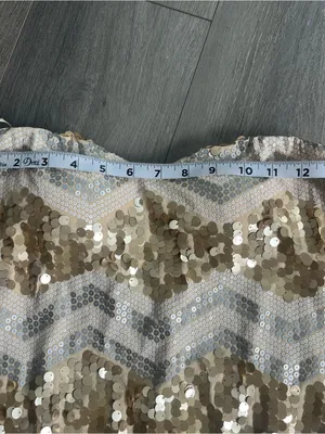 As You Wish Gold Sequin Strapless Mini Dress Chevron Party Size Large thumbnail 10