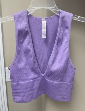 Urban Outfitters Lilac Purple Deep V Top thumbnail 1