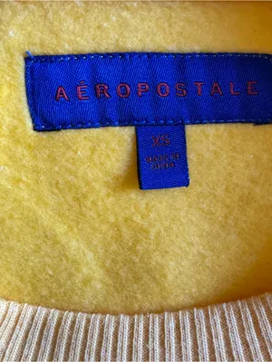 Aeropostale Sweatshirt Size XS‎ Womens Love Drunk Crop Pullover Yellow thumbnail 4