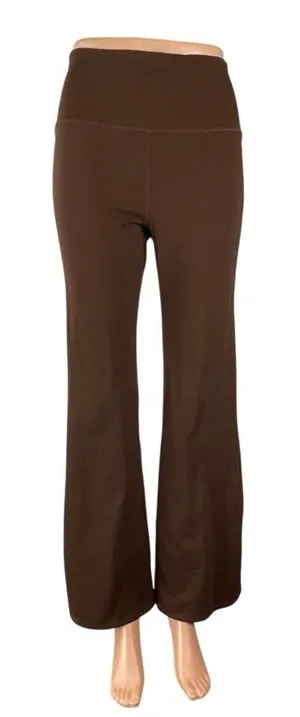 Womens Brown High Rise Yoga Gym Athletic Palazzo Wide Leg Flare Leggings Pants M thumbnail 1