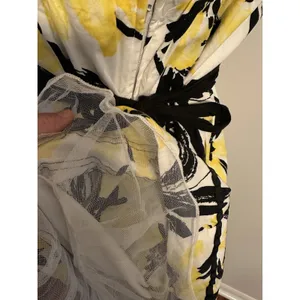 Vintage Y2K Sun Dress Yellow/White Black Trim Size14 City Triangles Party Church thumbnail 5