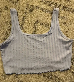 Aerie Offline Ribbed Square-Neck Crop Tank in Pale Blue thumbnail 1
