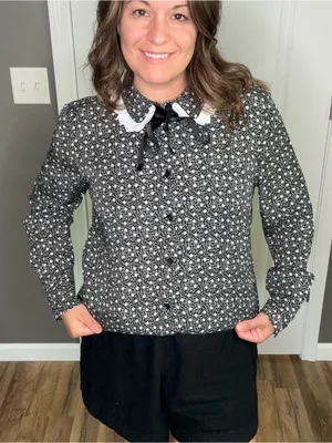Barbour Floral Print Cottage-core Button Up Francesca Shirt with Lace Collar thumbnail 1