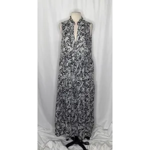 NEW!! Anthropologie MAEVE Marya Tiered Maxi Dress Black Botanical Print Small thumbnail 2