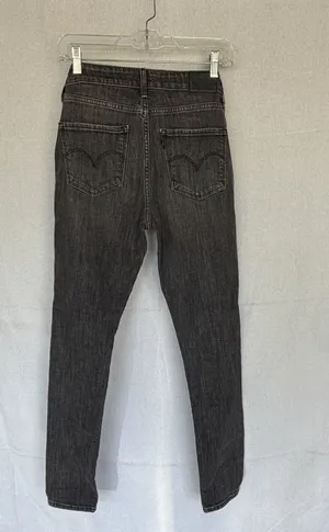 Levi's 721 High Rise Skinny Jeans Faded Black Distressed 27 thumbnail 4