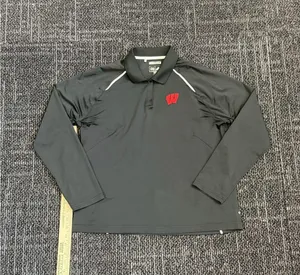 Adidas Wisconsin Badgers Womens Climalite Pullover Jacket Gray L thumbnail 1