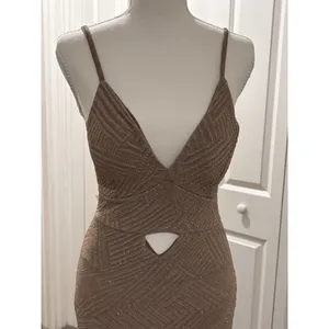 Privy Gold Mesh Padded Sequin Bodycon Keyhole Dress Party Cocktail Sleeveless XS thumbnail 14