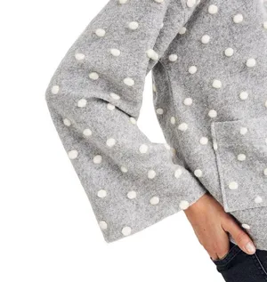 Madewell AG245 Texture & Thread Boxy Bobble Cropped Cardigan Small Polka Pom thumbnail 8