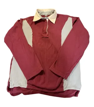Vintage 90s Colorblock Rugby Polo Shirt - Maroon / Grey / Cream (Medium) thumbnail 1