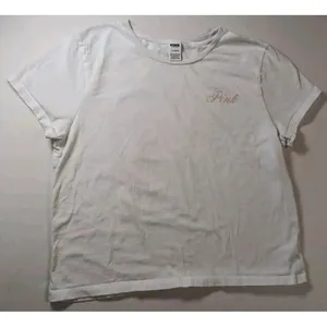 VS PINK Cropped Logo White‎ Graphic Tee Roadtrip Bound Large Athletic Gym thumbnail 3