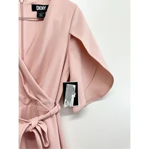 DKNY Pink Tulip Sleeve Faux Wrap Ruffle Hem Dress Size‎ 6 NEW thumbnail 8