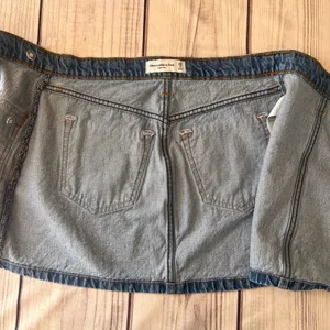 Abercrombie & Fitch High Rise Denim Mini Wrap Skirt thumbnail 8
