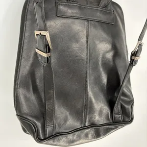 Perlina Black Leather Backpack Purse Women's Shoulder Bag Genuine Leather thumbnail 7