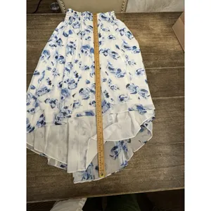 Club Monaco blue and white floral high-low skirt Smocked Waist Size Small‎ Lined thumbnail 8