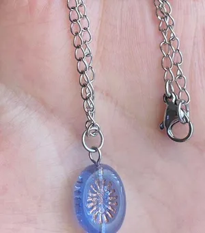 Handmade retro vintage chic whimsical style quality Czech glass bead simple necklace🩵 thumbnail 3