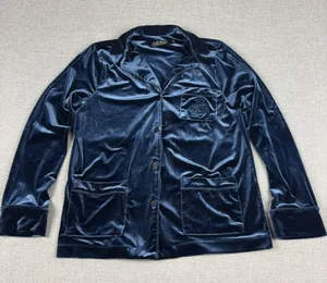 Lauren Ralph Lauren Pajama Top Womens Small Blue Velour Black Label Sleepwear thumbnail 1