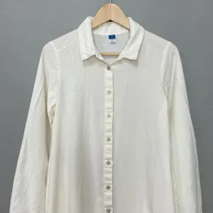 Old Navy Linen Blend Shirt Dress White Women Small Tall Long Sleeve Minimalist thumbnail 4