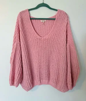 Light Pink Chunky Knit Sweater thumbnail 1
