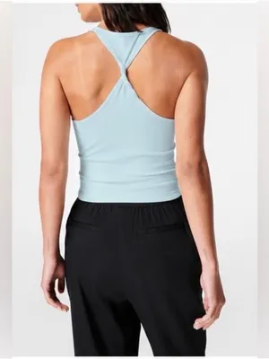 Sweaty Betty Ribbed Racerback Tank Top Blue Workout Yoga Pilates Size 8 thumbnail 2