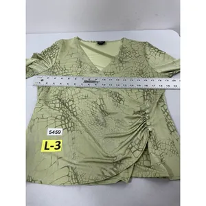 Womans Tribal Wrap Blouse L/L Green V Neck 3/4 Sleeve Button Detail thumbnail 6