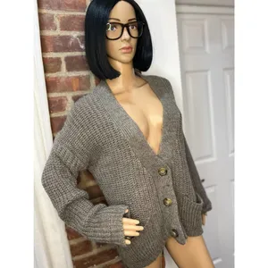 Made in Italy Slouchy Wool Cardigan 90s Oversized Grandpa Knit thumbnail 5