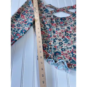 Free People Melanie Long Sleeve Top Floral Long Sleeve Ruffle Crop Back Cross M thumbnail 5
