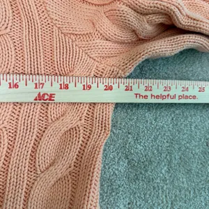 Lauren Ralph Lauren Womens Cotton Sweater L Peach Cable Knit Turtleneck‎ Chunky thumbnail 4