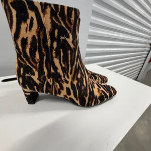 A New Day Womens Tiger Print Ankle Boots Brown Black Low Block Heel Size 11 NEW thumbnail 7
