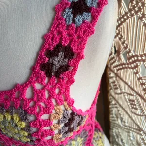 POL Grandma Core Colorful Crochet Women Top thumbnail 2