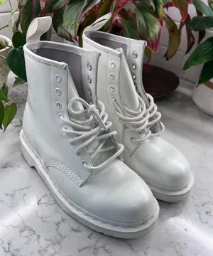 Dr. Martens 1460 Mono White Smooth Leather 8-Eye Combat Boots Womens 10 Mens 8 thumbnail 1