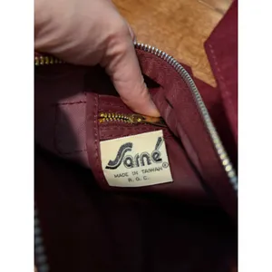 American‎ Eagles Tote Bag Vintage 90s Burgundy Canvas Wood Buckle NWT OS Retro thumbnail 10